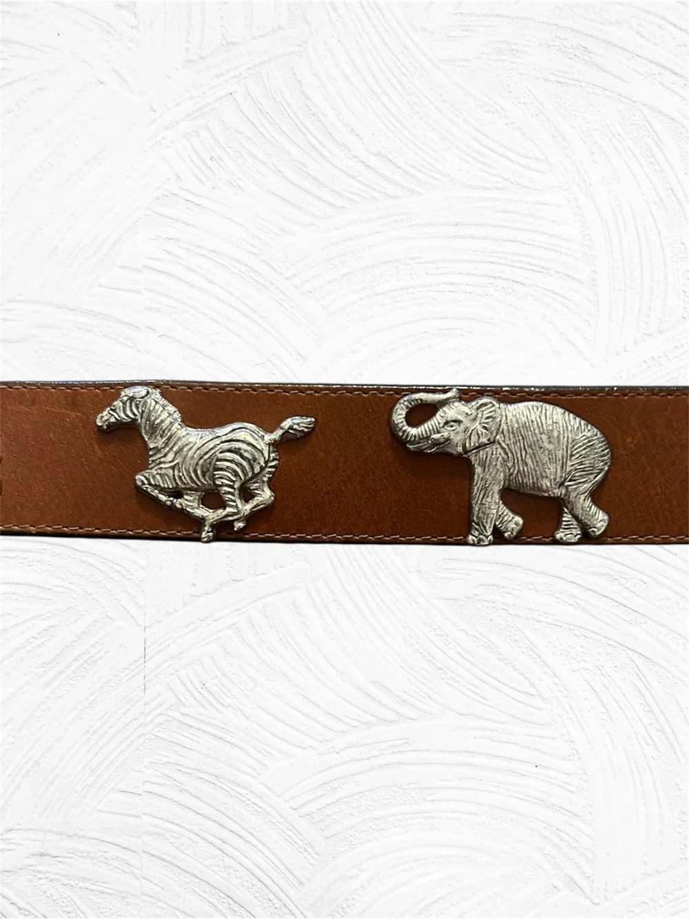 Vintage Honest Leather & Brass Safari Animal Belt